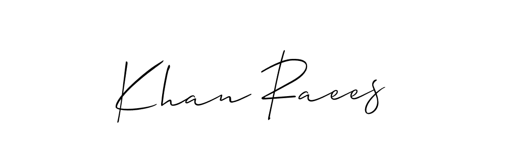 Also we have Khan Raees name is the best signature style. Create professional handwritten signature collection using Allison_Script autograph style. Khan Raees signature style 2 images and pictures png