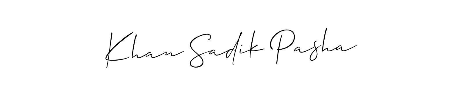 Use a signature maker to create a handwritten signature online. With this signature software, you can design (Allison_Script) your own signature for name Khan Sadik Pasha. Khan Sadik Pasha signature style 2 images and pictures png