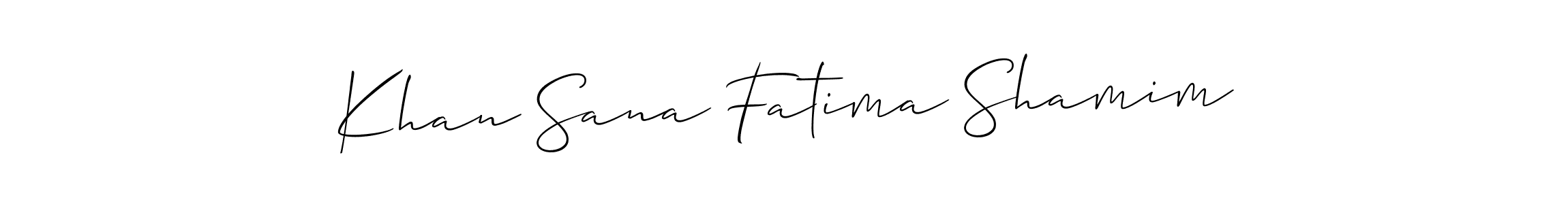 Also You can easily find your signature by using the search form. We will create Khan Sana Fatima Shamim name handwritten signature images for you free of cost using Allison_Script sign style. Khan Sana Fatima Shamim signature style 2 images and pictures png