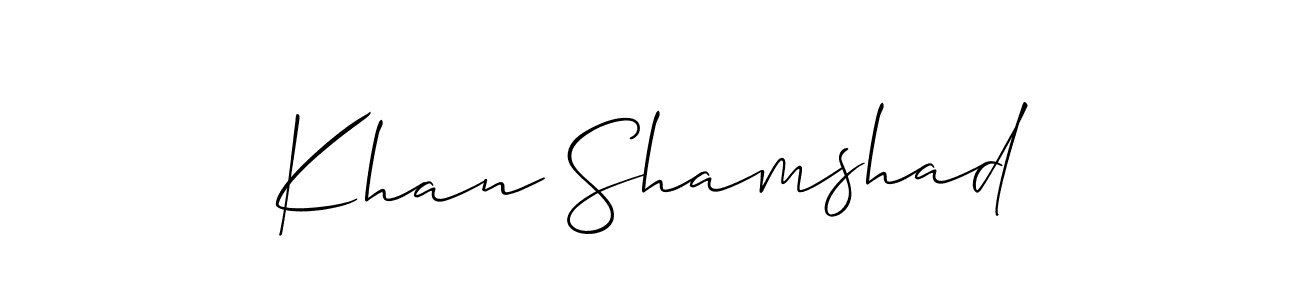 Create a beautiful signature design for name Khan Shamshad. With this signature (Allison_Script) fonts, you can make a handwritten signature for free. Khan Shamshad signature style 2 images and pictures png