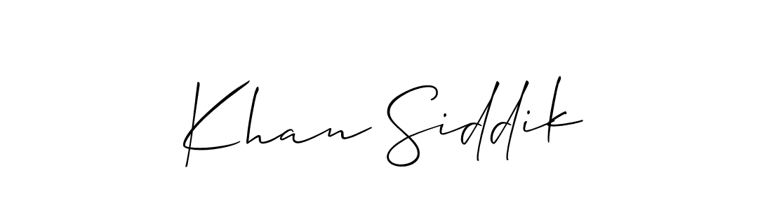 Make a beautiful signature design for name Khan Siddik. With this signature (Allison_Script) style, you can create a handwritten signature for free. Khan Siddik signature style 2 images and pictures png