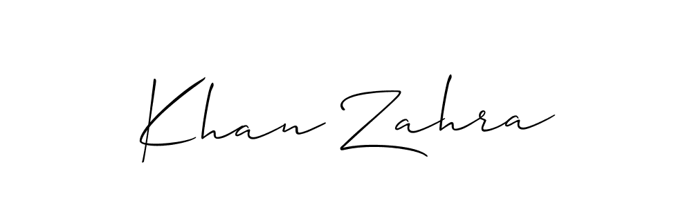 Make a beautiful signature design for name Khan Zahra. With this signature (Allison_Script) style, you can create a handwritten signature for free. Khan Zahra signature style 2 images and pictures png