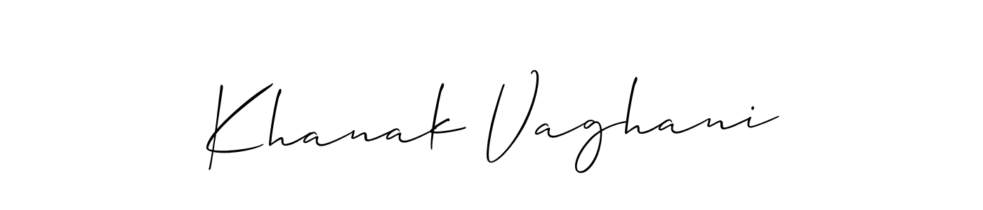 Design your own signature with our free online signature maker. With this signature software, you can create a handwritten (Allison_Script) signature for name Khanak Vaghani. Khanak Vaghani signature style 2 images and pictures png