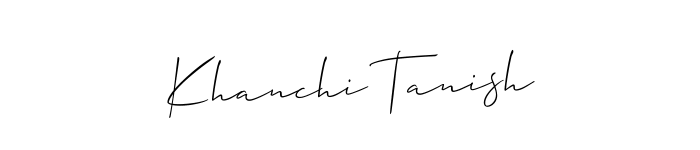 The best way (Allison_Script) to make a short signature is to pick only two or three words in your name. The name Khanchi Tanish include a total of six letters. For converting this name. Khanchi Tanish signature style 2 images and pictures png