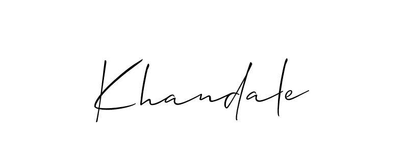 if you are searching for the best signature style for your name Khandale. so please give up your signature search. here we have designed multiple signature styles  using Allison_Script. Khandale signature style 2 images and pictures png