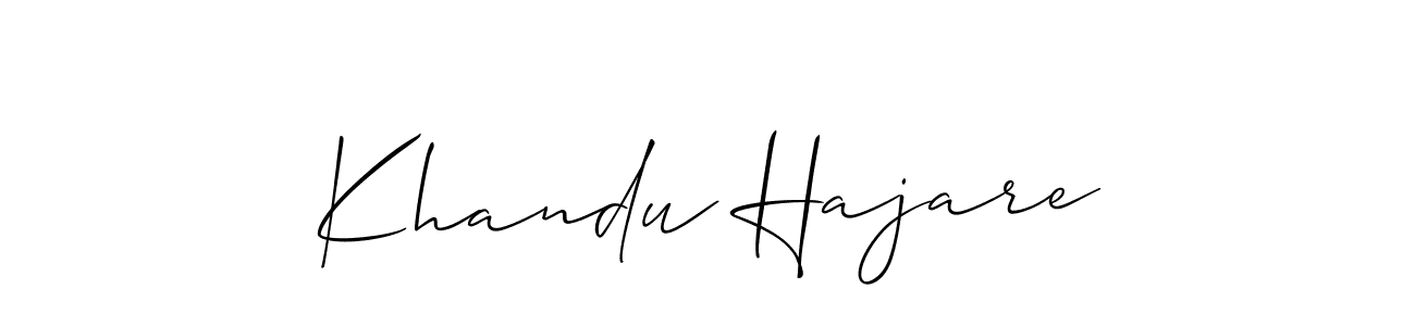 Allison_Script is a professional signature style that is perfect for those who want to add a touch of class to their signature. It is also a great choice for those who want to make their signature more unique. Get Khandu Hajare name to fancy signature for free. Khandu Hajare signature style 2 images and pictures png