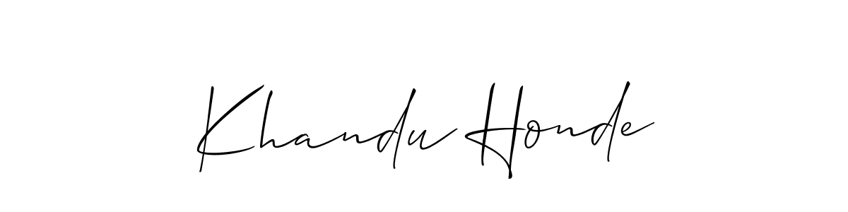 Make a beautiful signature design for name Khandu Honde. With this signature (Allison_Script) style, you can create a handwritten signature for free. Khandu Honde signature style 2 images and pictures png