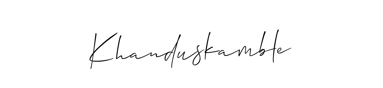 It looks lik you need a new signature style for name Khanduskamble. Design unique handwritten (Allison_Script) signature with our free signature maker in just a few clicks. Khanduskamble signature style 2 images and pictures png