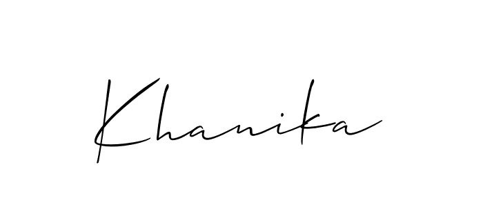 The best way (Allison_Script) to make a short signature is to pick only two or three words in your name. The name Khanika include a total of six letters. For converting this name. Khanika signature style 2 images and pictures png