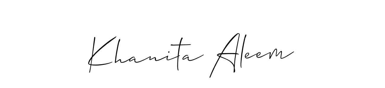 if you are searching for the best signature style for your name Khanita Aleem. so please give up your signature search. here we have designed multiple signature styles  using Allison_Script. Khanita Aleem signature style 2 images and pictures png