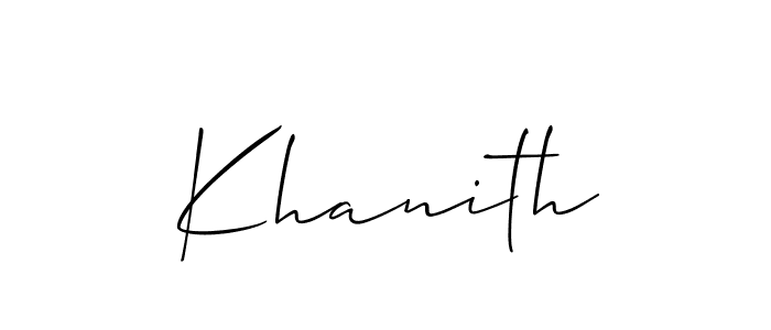 Use a signature maker to create a handwritten signature online. With this signature software, you can design (Allison_Script) your own signature for name Khanith. Khanith signature style 2 images and pictures png