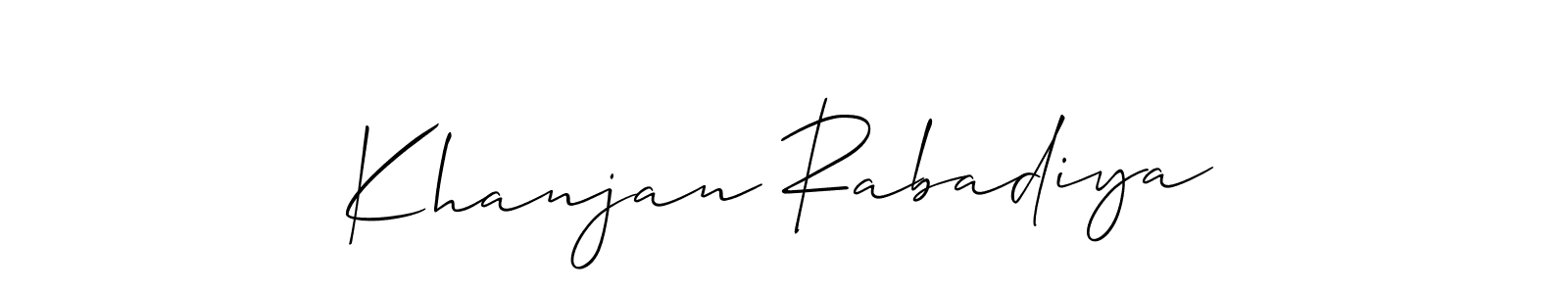 This is the best signature style for the Khanjan Rabadiya name. Also you like these signature font (Allison_Script). Mix name signature. Khanjan Rabadiya signature style 2 images and pictures png