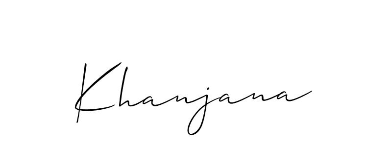 Also You can easily find your signature by using the search form. We will create Khanjana name handwritten signature images for you free of cost using Allison_Script sign style. Khanjana signature style 2 images and pictures png