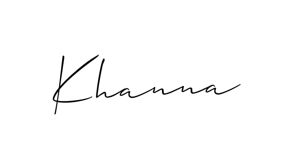 How to make Khanna name signature. Use Allison_Script style for creating short signs online. This is the latest handwritten sign. Khanna signature style 2 images and pictures png