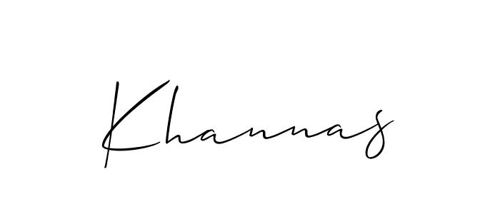 Create a beautiful signature design for name Khannas. With this signature (Allison_Script) fonts, you can make a handwritten signature for free. Khannas signature style 2 images and pictures png