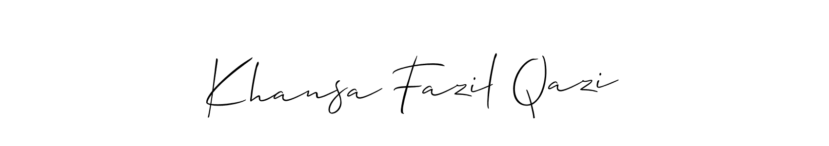 Create a beautiful signature design for name Khansa Fazil Qazi. With this signature (Allison_Script) fonts, you can make a handwritten signature for free. Khansa Fazil Qazi signature style 2 images and pictures png