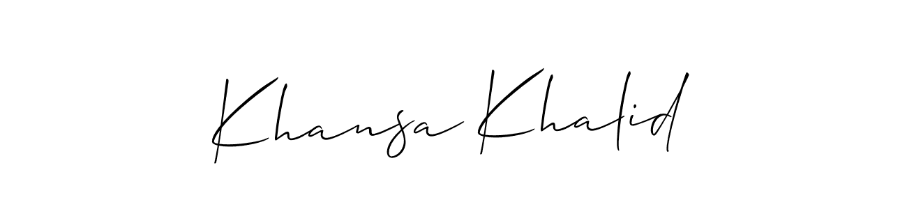 Use a signature maker to create a handwritten signature online. With this signature software, you can design (Allison_Script) your own signature for name Khansa Khalid. Khansa Khalid signature style 2 images and pictures png