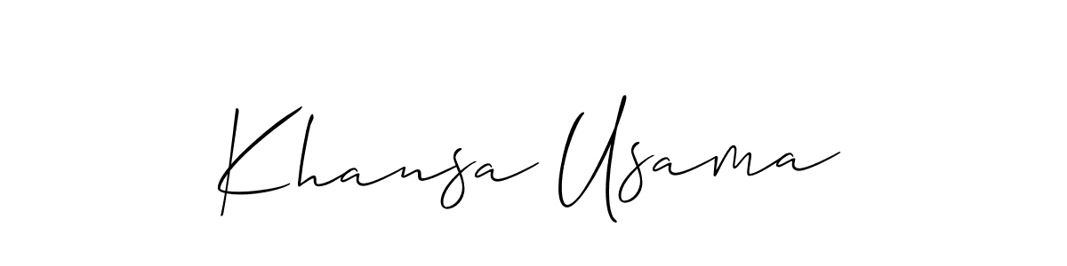 It looks lik you need a new signature style for name Khansa Usama. Design unique handwritten (Allison_Script) signature with our free signature maker in just a few clicks. Khansa Usama signature style 2 images and pictures png