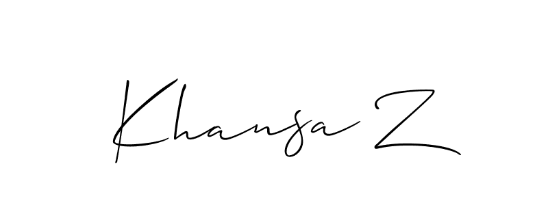 Similarly Allison_Script is the best handwritten signature design. Signature creator online .You can use it as an online autograph creator for name Khansa Z. Khansa Z signature style 2 images and pictures png