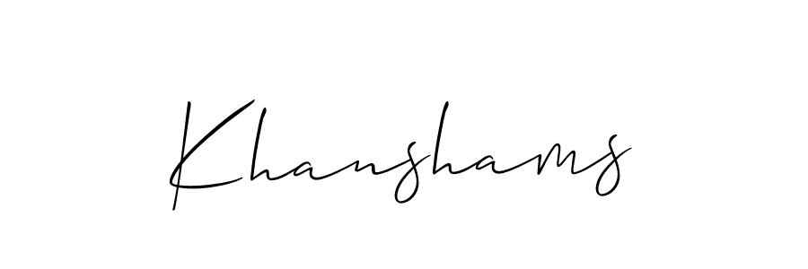 How to Draw Khanshams signature style? Allison_Script is a latest design signature styles for name Khanshams. Khanshams signature style 2 images and pictures png