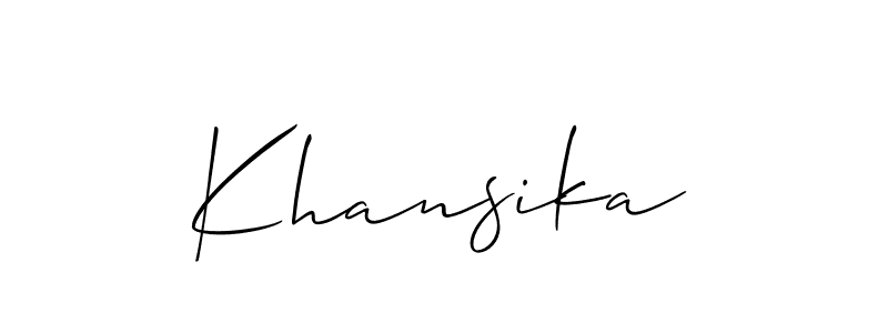 Use a signature maker to create a handwritten signature online. With this signature software, you can design (Allison_Script) your own signature for name Khansika. Khansika signature style 2 images and pictures png
