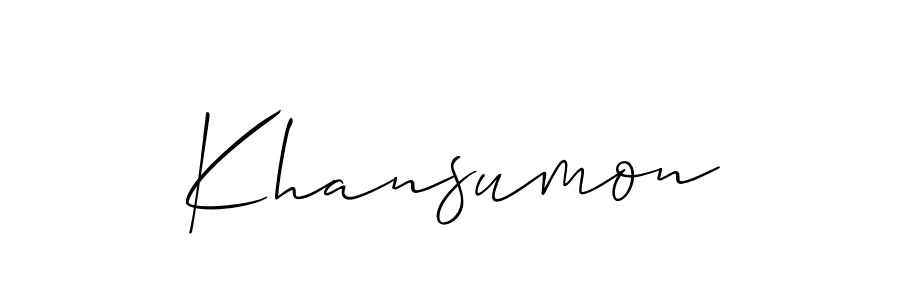 Design your own signature with our free online signature maker. With this signature software, you can create a handwritten (Allison_Script) signature for name Khansumon. Khansumon signature style 2 images and pictures png