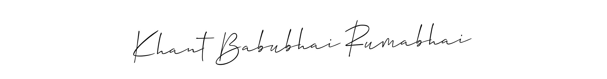 The best way (Allison_Script) to make a short signature is to pick only two or three words in your name. The name Khant Babubhai Rumabhai include a total of six letters. For converting this name. Khant Babubhai Rumabhai signature style 2 images and pictures png