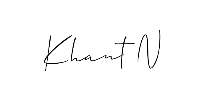 if you are searching for the best signature style for your name Khant N. so please give up your signature search. here we have designed multiple signature styles  using Allison_Script. Khant N signature style 2 images and pictures png