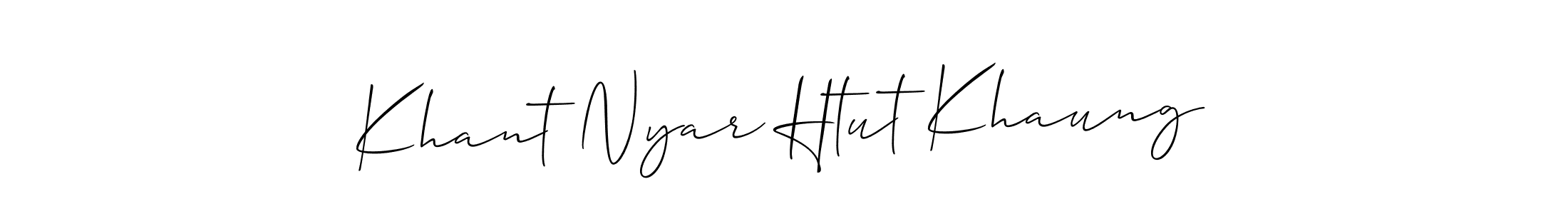 if you are searching for the best signature style for your name Khant Nyar Htut Khaung. so please give up your signature search. here we have designed multiple signature styles  using Allison_Script. Khant Nyar Htut Khaung signature style 2 images and pictures png