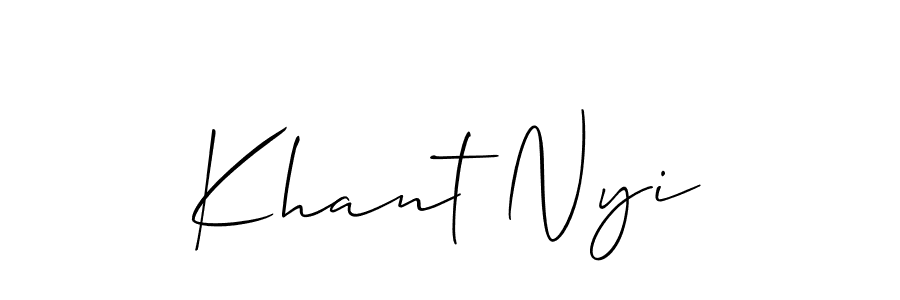 Use a signature maker to create a handwritten signature online. With this signature software, you can design (Allison_Script) your own signature for name Khant Nyi. Khant Nyi signature style 2 images and pictures png
