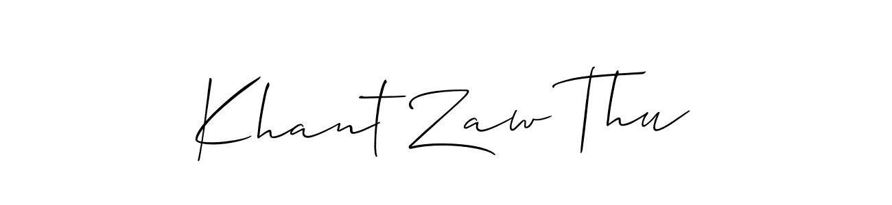 The best way (Allison_Script) to make a short signature is to pick only two or three words in your name. The name Khant Zaw Thu include a total of six letters. For converting this name. Khant Zaw Thu signature style 2 images and pictures png