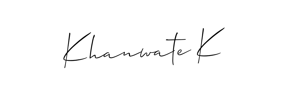 It looks lik you need a new signature style for name Khanwate K. Design unique handwritten (Allison_Script) signature with our free signature maker in just a few clicks. Khanwate K signature style 2 images and pictures png