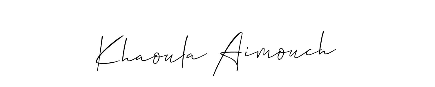 It looks lik you need a new signature style for name Khaoula Aimouch. Design unique handwritten (Allison_Script) signature with our free signature maker in just a few clicks. Khaoula Aimouch signature style 2 images and pictures png