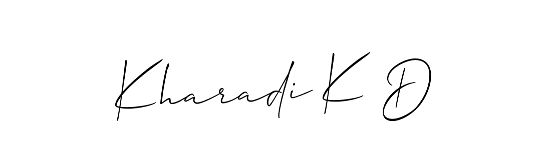 How to make Kharadi K D name signature. Use Allison_Script style for creating short signs online. This is the latest handwritten sign. Kharadi K D signature style 2 images and pictures png