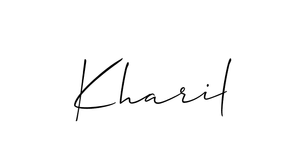 You should practise on your own different ways (Allison_Script) to write your name (Kharil) in signature. don't let someone else do it for you. Kharil signature style 2 images and pictures png