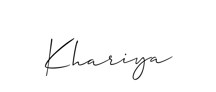 Use a signature maker to create a handwritten signature online. With this signature software, you can design (Allison_Script) your own signature for name Khariya. Khariya signature style 2 images and pictures png
