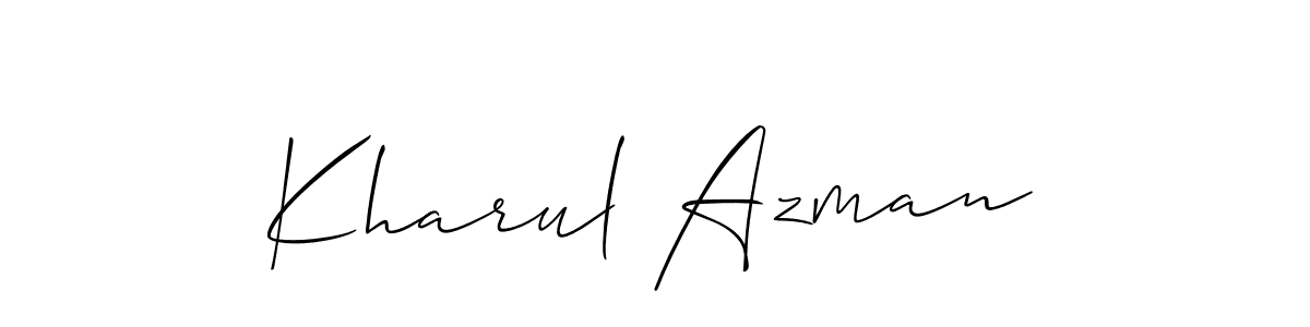 Make a short Kharul Azman signature style. Manage your documents anywhere anytime using Allison_Script. Create and add eSignatures, submit forms, share and send files easily. Kharul Azman signature style 2 images and pictures png