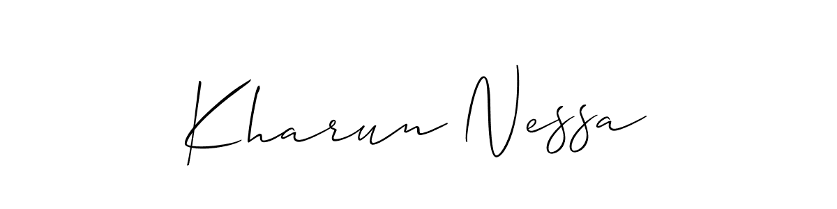 How to Draw Kharun Nessa signature style? Allison_Script is a latest design signature styles for name Kharun Nessa. Kharun Nessa signature style 2 images and pictures png