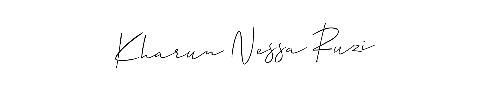 It looks lik you need a new signature style for name Kharun Nessa Ruzi. Design unique handwritten (Allison_Script) signature with our free signature maker in just a few clicks. Kharun Nessa Ruzi signature style 2 images and pictures png