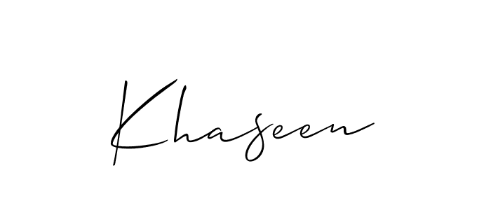 Design your own signature with our free online signature maker. With this signature software, you can create a handwritten (Allison_Script) signature for name Khaseen. Khaseen signature style 2 images and pictures png