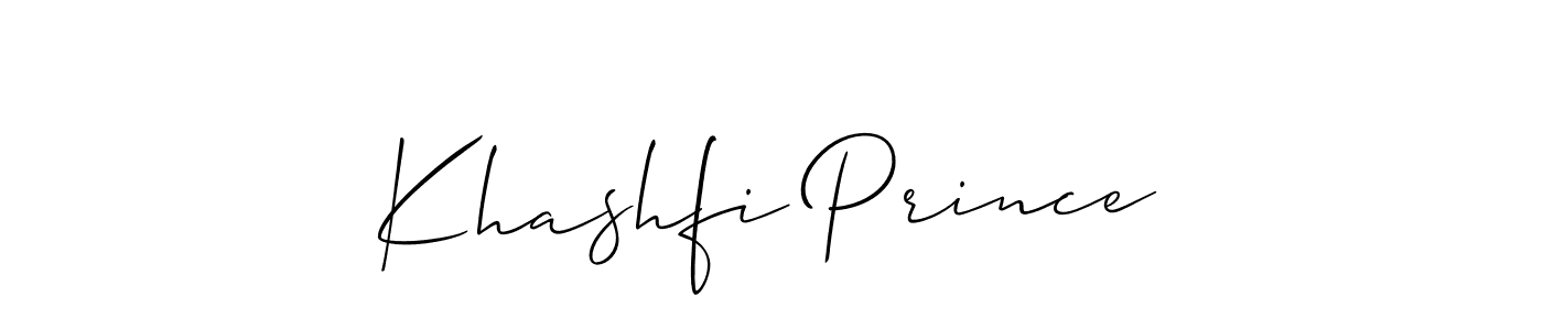 Use a signature maker to create a handwritten signature online. With this signature software, you can design (Allison_Script) your own signature for name Khashfi Prince. Khashfi Prince signature style 2 images and pictures png