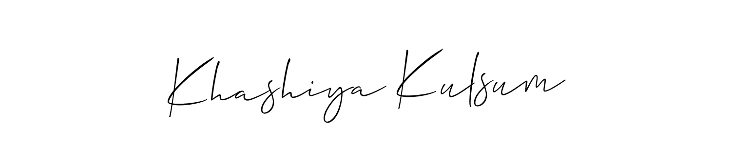 How to make Khashiya Kulsum name signature. Use Allison_Script style for creating short signs online. This is the latest handwritten sign. Khashiya Kulsum signature style 2 images and pictures png