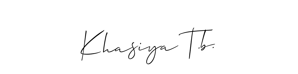 Also You can easily find your signature by using the search form. We will create Khasiya T.b. name handwritten signature images for you free of cost using Allison_Script sign style. Khasiya T.b. signature style 2 images and pictures png