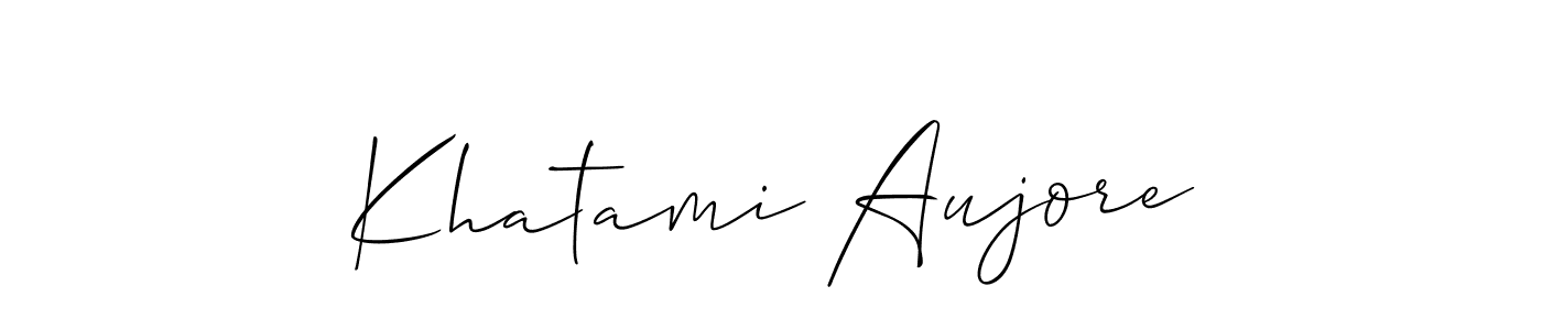 Similarly Allison_Script is the best handwritten signature design. Signature creator online .You can use it as an online autograph creator for name Khatami Aujore. Khatami Aujore signature style 2 images and pictures png