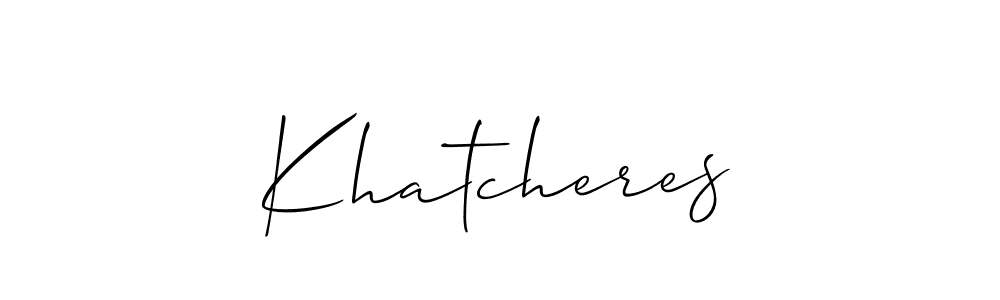 The best way (Allison_Script) to make a short signature is to pick only two or three words in your name. The name Khatcheres include a total of six letters. For converting this name. Khatcheres signature style 2 images and pictures png