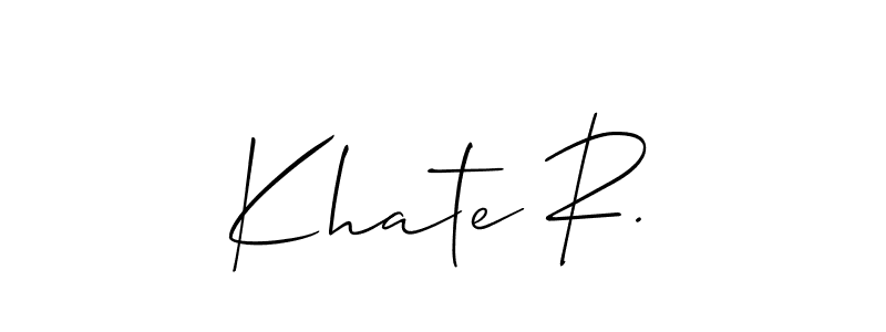 Allison_Script is a professional signature style that is perfect for those who want to add a touch of class to their signature. It is also a great choice for those who want to make their signature more unique. Get Khate R. name to fancy signature for free. Khate R. signature style 2 images and pictures png