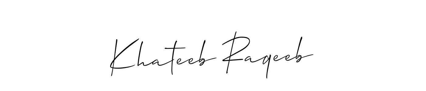 How to Draw Khateeb Raqeeb signature style? Allison_Script is a latest design signature styles for name Khateeb Raqeeb. Khateeb Raqeeb signature style 2 images and pictures png