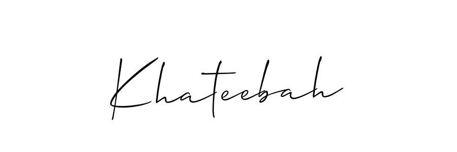 You should practise on your own different ways (Allison_Script) to write your name (Khateebah) in signature. don't let someone else do it for you. Khateebah signature style 2 images and pictures png