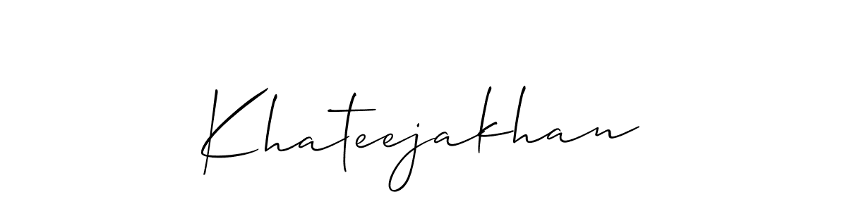 Design your own signature with our free online signature maker. With this signature software, you can create a handwritten (Allison_Script) signature for name Khateejakhan. Khateejakhan signature style 2 images and pictures png