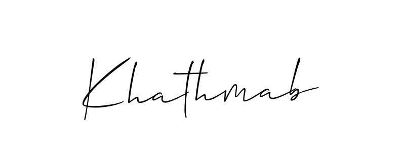 Use a signature maker to create a handwritten signature online. With this signature software, you can design (Allison_Script) your own signature for name Khathmab. Khathmab signature style 2 images and pictures png